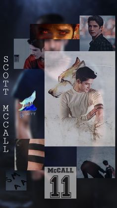 a collage of photos with the words scott mccall 11 on it and images of people