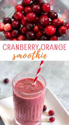 cranberry orange smoothie Holiday Smoothie Recipes, Cranberry Smoothie Recipes, Holiday Smoothies, Christmas Smoothies, Fresh Cranberry Recipes, Winter Smoothies, Fall Smoothies, Cranberry Smoothie