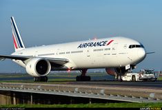 an airfrance airplane is on the runway