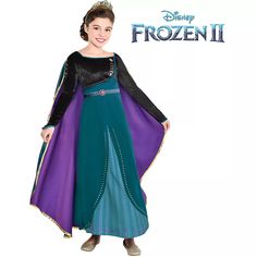 Child Epilogue Anna Costume - Frozen 2 | Party City Anna Halloween Costume, Anna Coronation Dress, Disney Princess Halloween Costumes, Anna Frozen Costume, Teal Gown, Party City Costumes, Anna Costume, Coronation Dress, Costume Disney