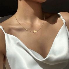 SPECIFICATIONS Style: TRENDY Shape\pattern: Cross Metals Type: Stainless Steel Material: Cubic Zirconia Fine or Fashion: Fashion Chain Type: Link Chain Dainty Cross Necklace, Cross Charm Necklace, Cross Necklace Sideways, Simple Choker, Cross Necklaces, Gold Cross Necklace, Christian Jewelry, Choker Collar, Cross Bracelet