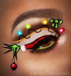 Festive Eye Makeup, Festival Eye Makeup, Maquillage Halloween Simple, Christmas Tree Illustration, Maquillage Yeux Cut Crease