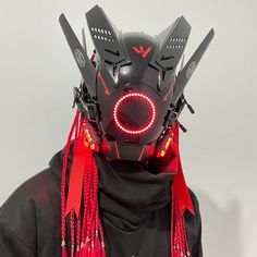 PRICES MAY VARY. Punk Mask with Braids - mechanical black punk mask with braids and LED lights, colorful braids and circle LED lights. futuristic punk full face mask techwear costume accessories, hand assembled cool punk cosplay mask, special forces samurai warrior soldiers cosplay. CAUTION: this mask is hobbies product for cosplay activities, party club costume, music festival cosplay, Halloween costume, NOT for airsoft games or motorcycle helmet or any professional use Futuristic Cosplay Mask Futuristic Cosplay, Cosplay For Men, Futuristic Punk, Punk Mask, Colorful Braids, Cyberpunk Helmet, Punk Costume, Punk Cosplay, Unique Gifts For Boyfriend