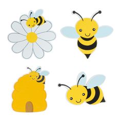 four bees and a flower cut outs