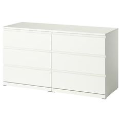 a white dresser with four drawers on the bottom and two doors at the top, in front of a white background