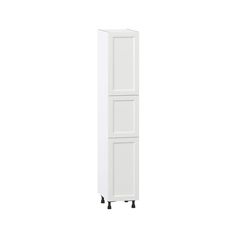 a tall white cabinet with two doors