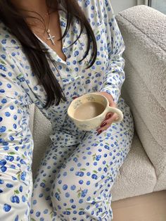 Blueberry Bliss Button Down – The Happy Camp3r Cute Pjs, Cute Sleepwear, Cute Pajama Sets, Chic Summer Outfits, Evening Routine, Cute Pajamas, Pj Pants, White Bow, Pajama Set Women