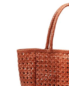 Maison N.H Paris Annette Petit Cuir Bag in Picante - Bliss Top Handle Woven Leather Bags For Market, Rectangular Bucket Bag With Leather Lining For Shopping, Woven Leather Bucket Shoulder Bag For Market, Luxury Rectangular Bags For Market, Double Handle Woven Leather Bags For Daily Use, Luxury Natural Color Bag For Market, Chic Brown Bags For Market, Woven Leather Bucket Bag For Market, Woven Leather Tote Bag