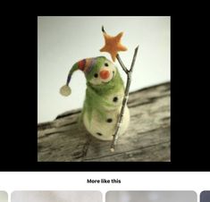 an image of a snowman with a star on it's head and the caption more like this