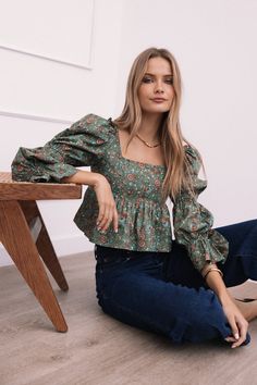 Kenny Top - Green Paisley Floral - Petal & Pup USA Satin Dresses Long Sleeve, White Dress Shoes, Green Paisley, Essential Dress, Resort Dresses, Trendy Fall Outfits, Style Inspiration Fall, Paisley Floral, Dresses By Length