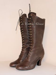 Brown Victorian Boots, Boots Victorian, Urban Boots, Costumes Design, 5th Element, Lace Up Heel Boots, Festival Boots, Victorian Shoes, Calf High Boots