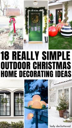 Easy Outdoor Holiday Decorations, Front Yard Xmas Decorations, Diy Outside Christmas Decorations Easy, Outdoor Christmas Decor No Lights, Outdoor Christmas Decorations Minimalist, Simple Christmas Yard Decor, Easy Christmas Outside Decorations, Christmas Decorating Outside Of House