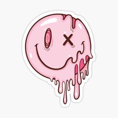 a pink donut with icing on it sticker