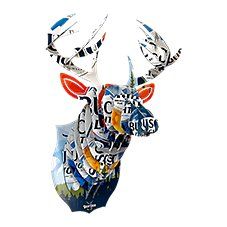 an animal made out of paper with numbers on it's antelope head