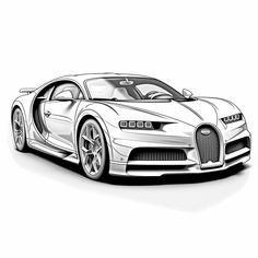 a drawing of a bugatti car on a white background