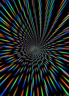 an image of colorful lines in the middle of a black background with blue, yellow and green colors