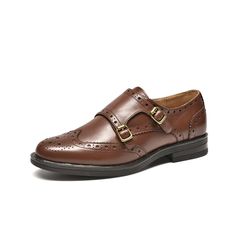 PRICES MAY VARY. 【High-Quality Leather Oxford Shoes】 Indulge in sophistication with our women's brown Oxford shoes. Crafted from premium cowhide, they offer a delicate touch, a shiny surface, and exceptional elasticity. The pigskin lining ensures comfort, while the removable, memory insole guarantees an unmatched walking experience. 【Classic Brogue Wingtip Design】Meet our Brock monk flat shoes, seamlessly blending fashion and classic design. The skin color change process adds brilliance, and the Oxford Shoes Women, Womens Oxfords Shoes, Brown Oxford Shoes, Monk Shoes, Brogues Style, Leather Loafers Women, High Heel Sneakers, Monk Strap Shoes, Leather Brogues