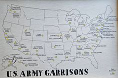 the us army garrison map is shown on a piece of paper