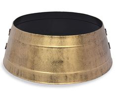 a gold metal bowl with black top on a white background for use as a centerpiece