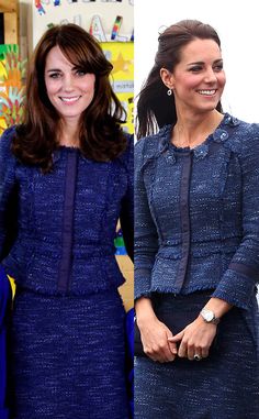 the two women are wearing blue dresses and one has a watch on her left wrist