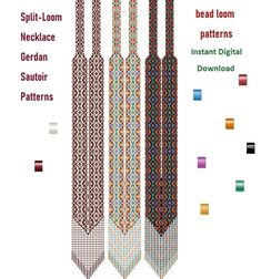 three ties with different patterns and colors on them, all labeled in the same font