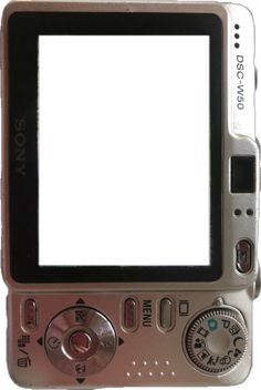 an old digital camera with a white screen