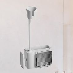 an air conditioner mounted to the side of a wall next to a bathroom sink