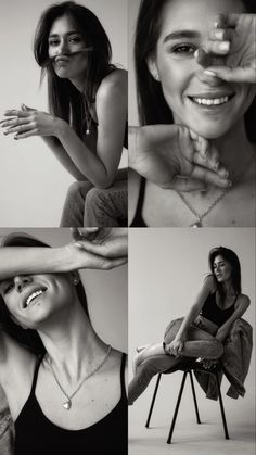 black and white photos of a woman smiling