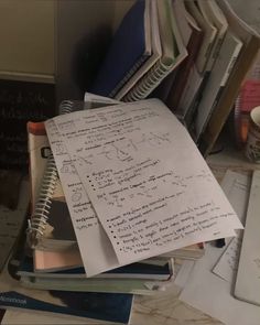 a pile of papers sitting on top of a desk