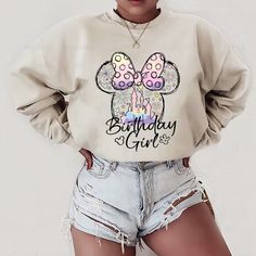 Disney Birthday Girl Sweatshirt, Disney Birthday Shirt, Disney Watercolor Castle Shirt Sweet 16 Shirts, Watercolor Castle, Disney World Birthday, Girls Disney Shirts, Outfits For Vacation, Disney Attire, Disney Watercolor, Disney World Halloween, Disney Eras