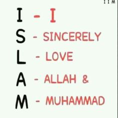 the names of different languages are shown in red and black on a white sign that says, i - isl - sncerelly love - alah & muhamad