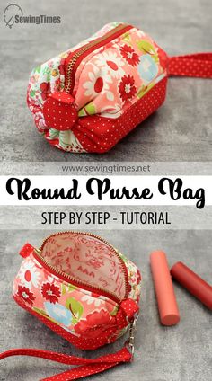 the instructions for how to sew a round purse bag with zippers and straps