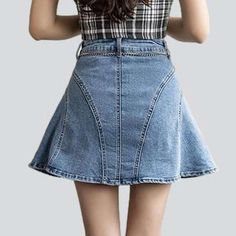 Introducing our 2023 Summer Collection's Flare Above-the-knee Denim Skirt that fuses the Y2K style with trendy fashion! Filled with nostalgia and youthful energy. this high-waisted shorts-skirt will make you the talk of the town!Why You'll Fall In LoveThis skort is a creative ode to the much-loved Y2K fashion era. patterned to make sure you stand out and turn heads. From its unique pieced-together design to its attention-grabbing high-waist silhouette. every detail is crafted to perfection.Unmis Trendy Non-stretch Mid-rise Mini Skirt, Trendy Non-stretch Short Skirt, Trendy Non-stretch Short Length Skirt, Non-stretch Mini Skirt Casual, Casual Non-stretch Short Denim Skirt, Spring High Waist Dark Wash Skort, Non-stretch Medium Wash Mini Skirt, Short Denim Blue Cotton Skirt, Fitted Medium Wash Denim Mini Skirt