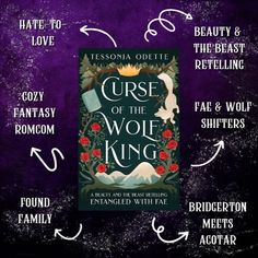 the book cover for curse of the wolf king, with an arrow pointing to it