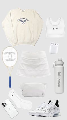 the contents of a tennis outfit are shown