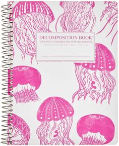 a pink and white book with jellyfishs on it's front cover is shown