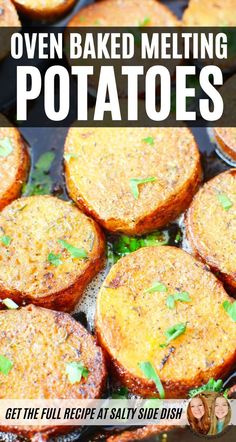 oven baked melting potatoes with text overlay