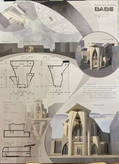 an architectural plan for a building in the middle of a city with buildings and other details