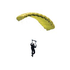 a man flying through the air while holding onto a parachute