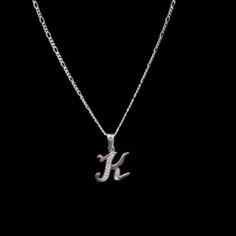 925 Sterling Silver Alphabet Letter K Pendant Necklace New Made In Mexico K Pendant, Silver Bridal Jewellery, K Necklace, Letter Necklace Silver, Initial Necklace Silver, Desired Reality, Pandora Necklace, Stone Statement Necklace, Crystal Choker Necklace