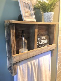 a bathroom shelf with some items on it