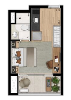 the floor plan for a small apartment