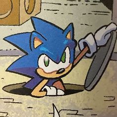 sonic the hedgehog holding an ax in his hand