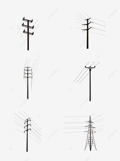 four different types of power lines on a white background, line, electric png and psd