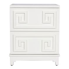 a white cabinet with two drawers on it