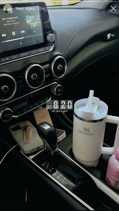 Beige Interior Car Accessories, New Car Story Ideas, New Car Instagram Story Ideas, Car Aesthetic Instagram Story, 1st Car Aesthetic, Clean Girl Car Aesthetic, Fancy Car Aesthetic, Car Interior Accessories Aesthetic, Coffee In Car Aesthetic