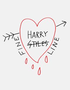 a drawing of a heart with the words harry styles on it and an arrow in the middle