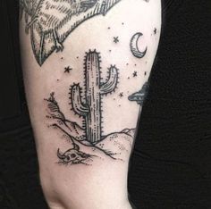 a person with a cactus tattoo on their arm