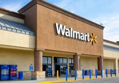 a walmart store with the front door open