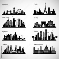 the world's most famous cities in black and white